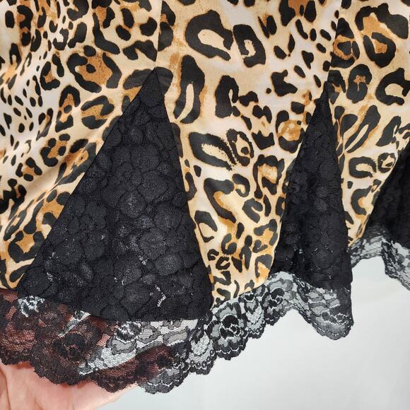 Robertson Los Angeles satin animal print reversable lace trim skirt womans sz 14 - Picture 9 of 11
